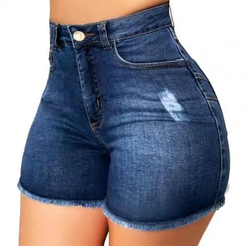 Women's denim shorts Summer Lady Clothing High Waist Denim Shorts Women's Fringe Frayed Ripped Jeans Hot Shorts With Pockets-THAT FASHION STORE