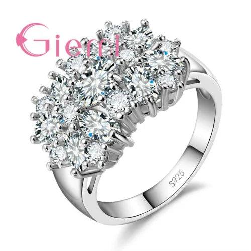 Luxury Decoration 925 Sterling Silver Sparkling Finger Rings Women Girls Brilliant CZ Crystal Wedding Engagement Ring Jewelry-THAT FASHION STORE