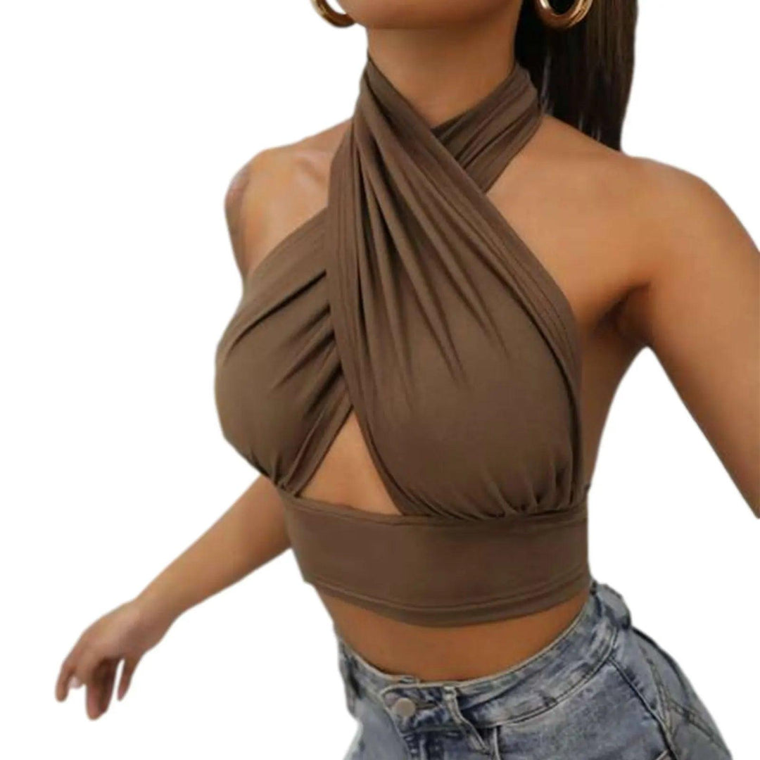 Women Summer Tank Tops Solid Cross Halter Camis Backless Crop Tops Female Camisole Cropped Top Slim Sleeveless Streetwear-THAT FASHION STORE