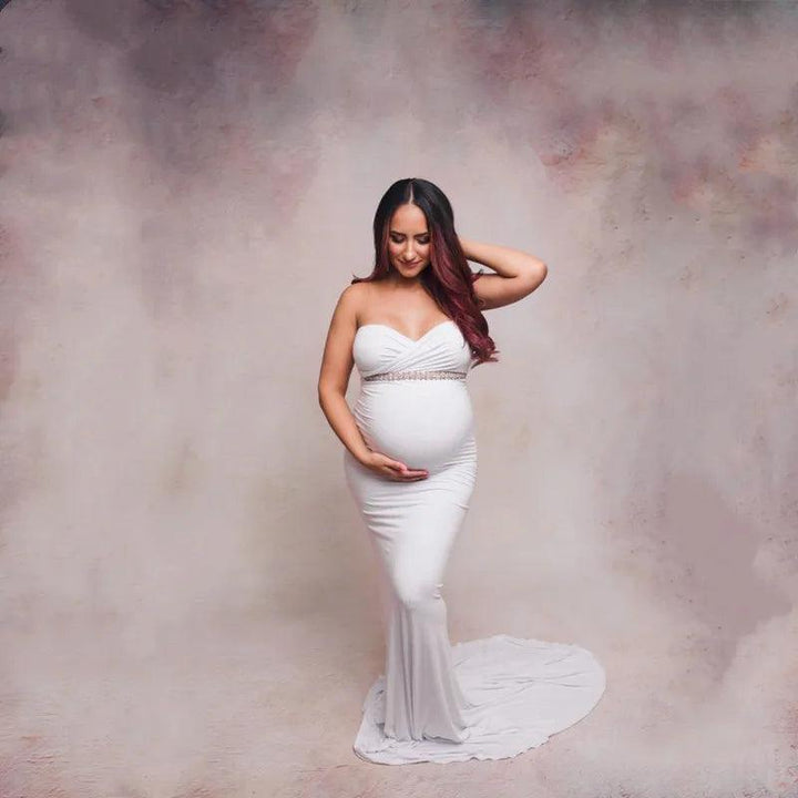 Off-the-shoulder Maternity Photography Dress Stretchy Jersey Pregnant Woman Mermaid Long Dresses For Photo Shoot-THAT FASHION STORE