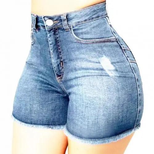 Women's denim shorts Summer Lady Clothing High Waist Denim Shorts Women's Fringe Frayed Ripped Jeans Hot Shorts With Pockets-THAT FASHION STORE