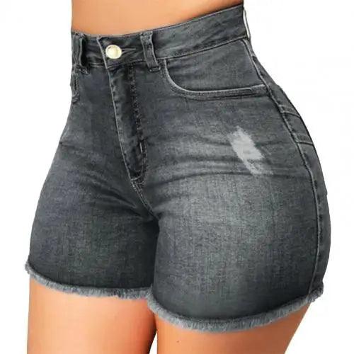 Women's denim shorts Summer Lady Clothing High Waist Denim Shorts Women's Fringe Frayed Ripped Jeans Hot Shorts With Pockets-THAT FASHION STORE