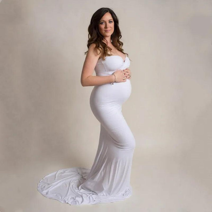 Off-the-shoulder Maternity Photography Dress Stretchy Jersey Pregnant Woman Mermaid Long Dresses For Photo Shoot-THAT FASHION STORE