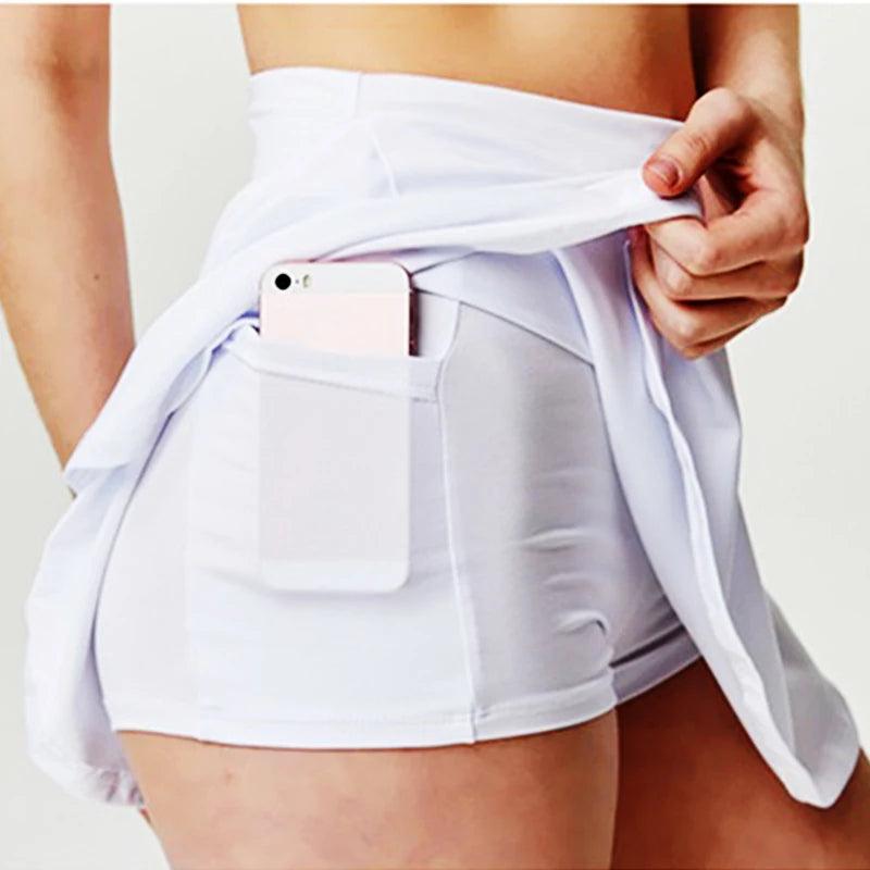 M-XXXL Tennis Skirts Badminton Golf Skirt High Waist Fitness Shorts Women Athletic Running Gym Sport Skorts with Phone Pocket-THAT FASHION STORE