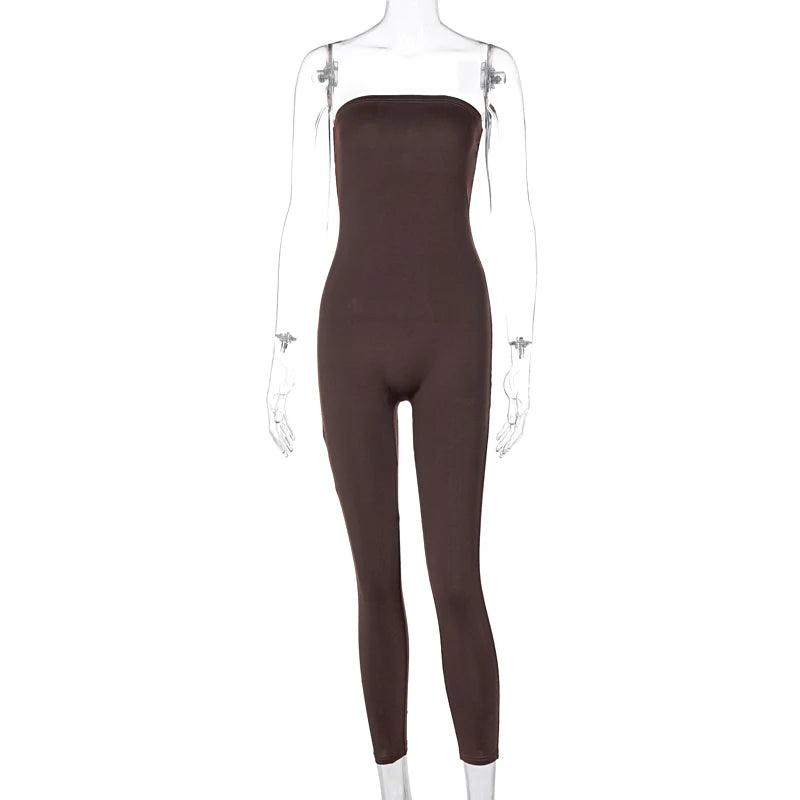 2021 Sleeveless Solid Slash Neck Backless Skinny Jumpsuit Spring Summer Women Fashion Sexy Streetwear Romper-THAT FASHION STORE