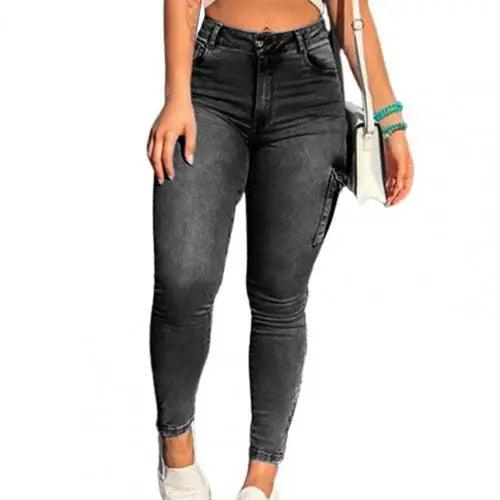 Popular Denim Pants Distressed Trousers Zipper Cuff Pockets Skinny Jeans Cargo Jeans Women Jeans-THAT FASHION STORE