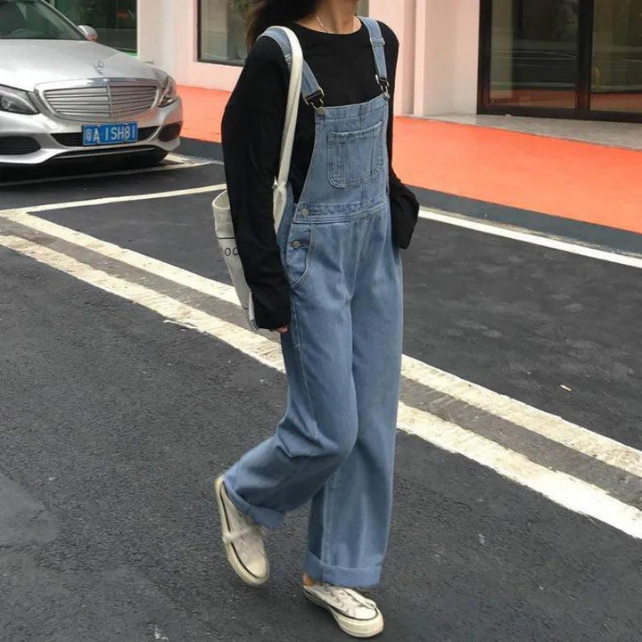 Jumpsuits Women Long Denim Strap Slim Summer All-match Vintage Womens Fashion Streetwear BF Ulzzang Leisure Simple Chic Students-THAT FASHION STORE