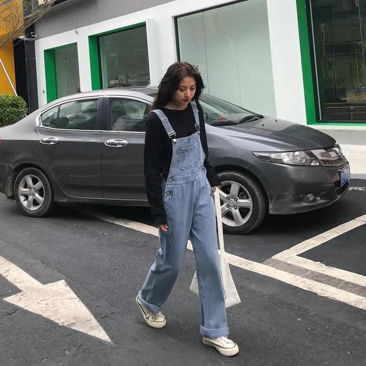 Jumpsuits Women Long Denim Strap Slim Summer All-match Vintage Womens Fashion Streetwear BF Ulzzang Leisure Simple Chic Students-THAT FASHION STORE