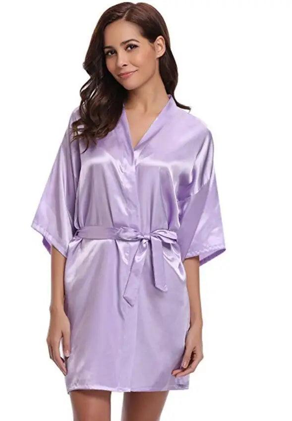 RB032 2018 New Silk Kimono Robe Bathrobe Women Silk Bridesmaid Robes Sexy Navy Blue Robes Satin Robe Ladies Dressing Gowns-THAT FASHION STORE