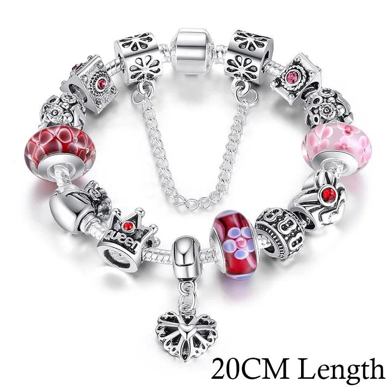 BAMOER Queen Jewelry Charms Bracelet & Bangles With Queen Crown Beads Bracelet for Women PA1823-THAT FASHION STORE