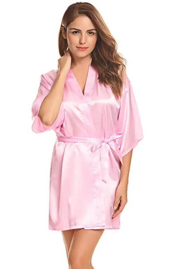 RB032 2018 New Silk Kimono Robe Bathrobe Women Silk Bridesmaid Robes Sexy Navy Blue Robes Satin Robe Ladies Dressing Gowns-THAT FASHION STORE