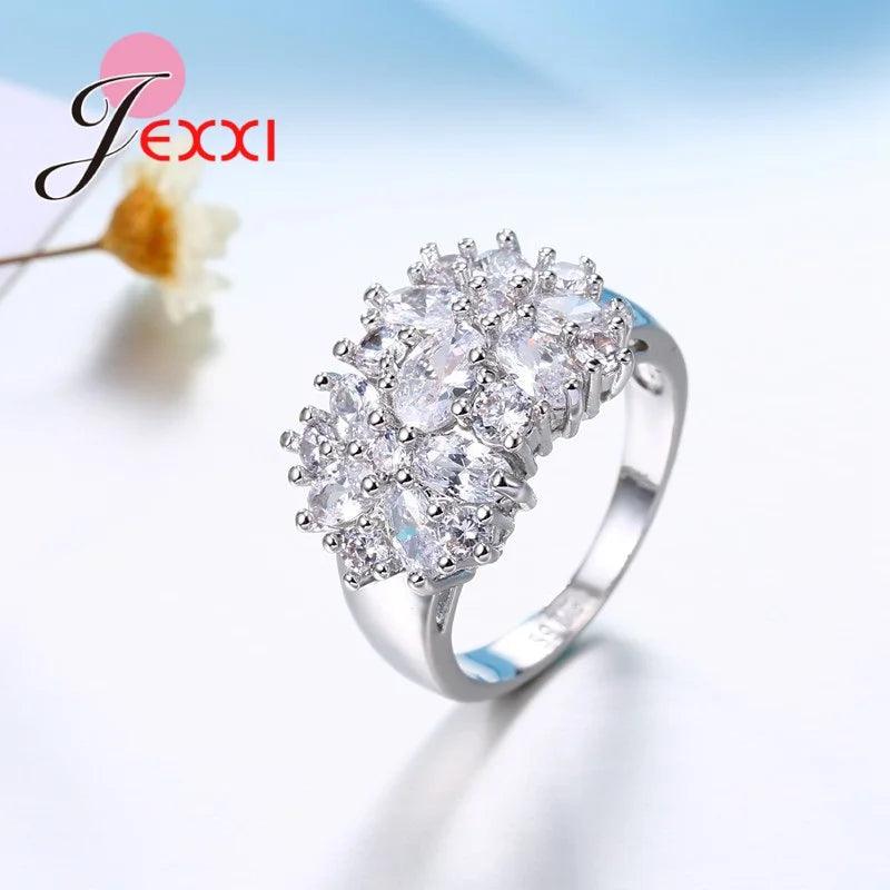 Luxury Decoration 925 Sterling Silver Sparkling Finger Rings Women Girls Brilliant CZ Crystal Wedding Engagement Ring Jewelry-THAT FASHION STORE