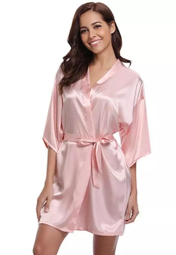 RB032 2018 New Silk Kimono Robe Bathrobe Women Silk Bridesmaid Robes Sexy Navy Blue Robes Satin Robe Ladies Dressing Gowns-THAT FASHION STORE