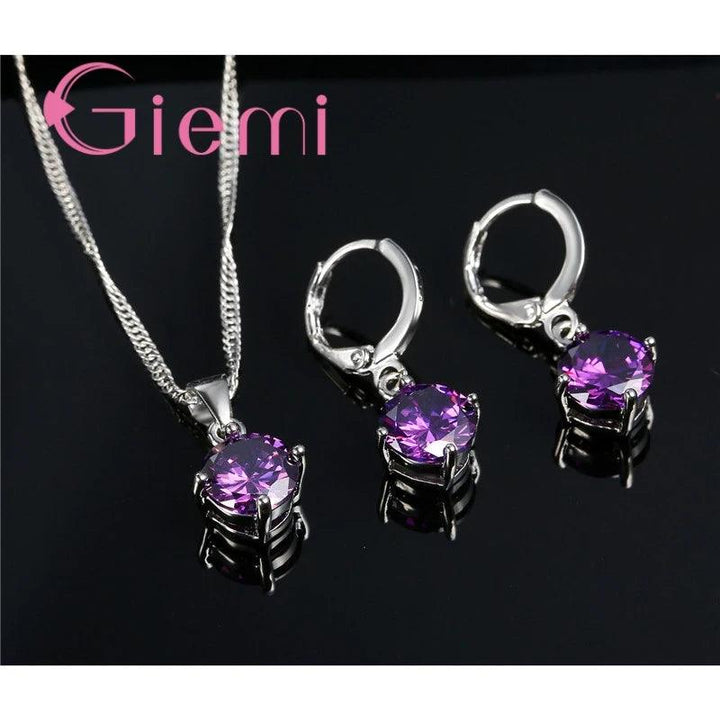 925 Sterling Silver Pendant Necklace Earrings For Women Engagement Fashion Jewelry Set Trendy Austrian Crystal Wholesale-THAT FASHION STORE