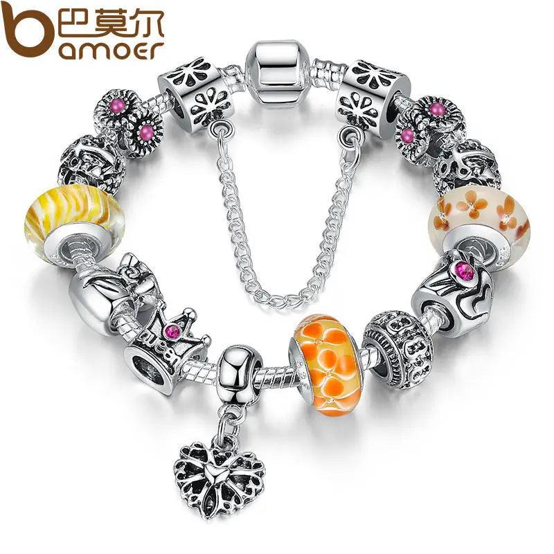 BAMOER Queen Jewelry Charms Bracelet & Bangles With Queen Crown Beads Bracelet for Women PA1823-THAT FASHION STORE