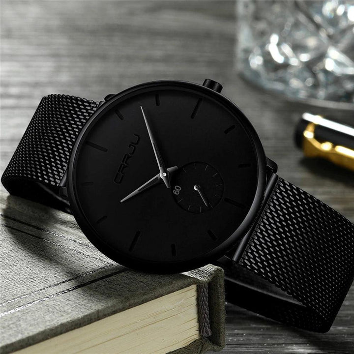 Ultra Thin Creative Black Stainless steel Quartz Watches Men Simple Fashion Business Japan Wristwatch Clock Male Relogios-THAT FASHION STORE