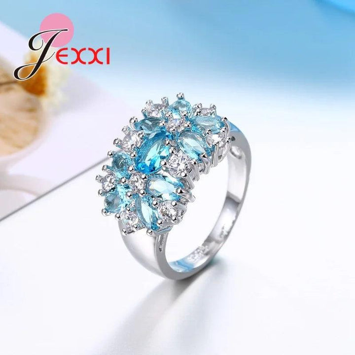 Luxury Decoration 925 Sterling Silver Sparkling Finger Rings Women Girls Brilliant CZ Crystal Wedding Engagement Ring Jewelry-THAT FASHION STORE