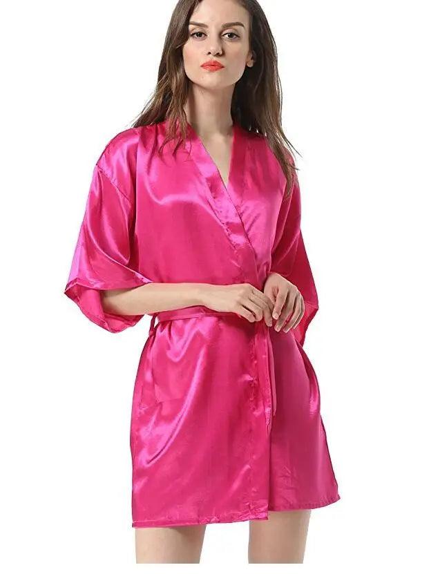 New Black Chinese Women's Faux Silk Robe Bath Gown Hot Sale Kimono Yukata Bathrobe Solid Color Sleepwear S M L XL XXL NB032-THAT FASHION STORE