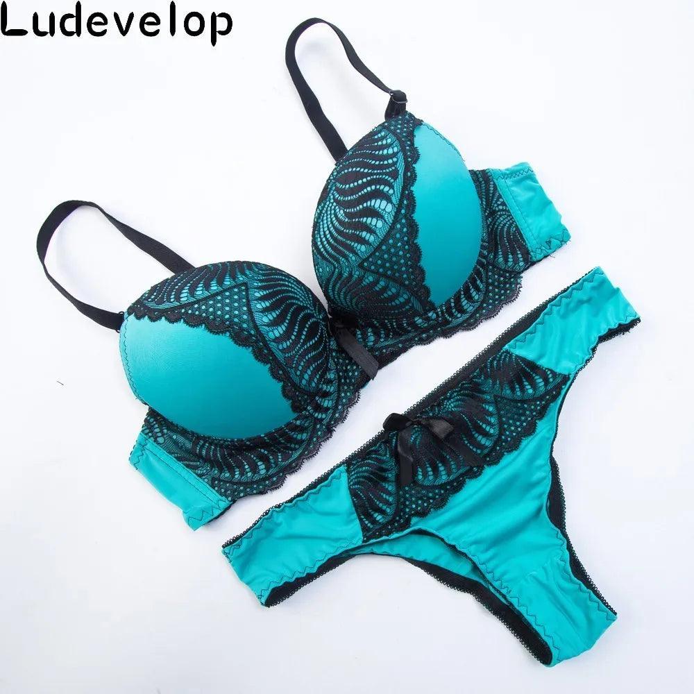 Ludevelop New Women's underwear Set Lace Sexy Push-up Bra And Panty Sets Bow Comfortable Brassiere Young Bra Deep V Lingerie-THAT FASHION STORE