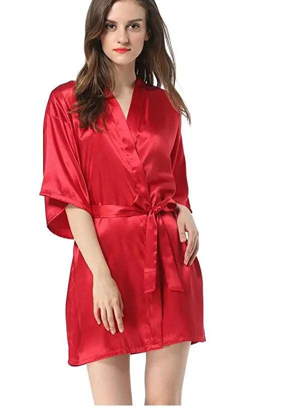 New Black Chinese Women's Faux Silk Robe Bath Gown Hot Sale Kimono Yukata Bathrobe Solid Color Sleepwear S M L XL XXL NB032-THAT FASHION STORE