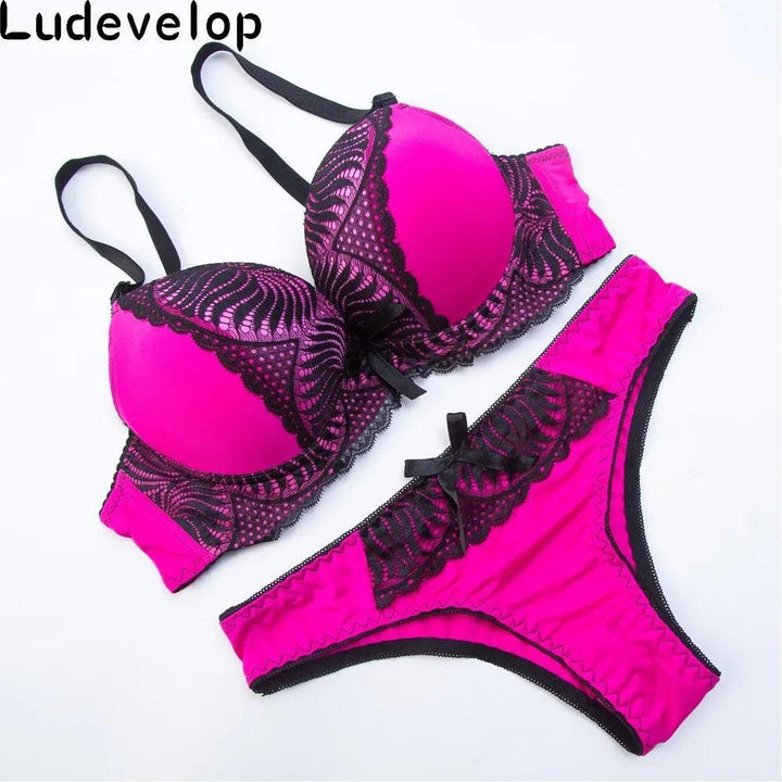 Ludevelop New Women's underwear Set Lace Sexy Push-up Bra And Panty Sets Bow Comfortable Brassiere Young Bra Deep V Lingerie-THAT FASHION STORE