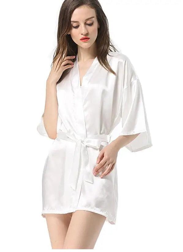 New Black Chinese Women's Faux Silk Robe Bath Gown Hot Sale Kimono Yukata Bathrobe Solid Color Sleepwear S M L XL XXL NB032-THAT FASHION STORE