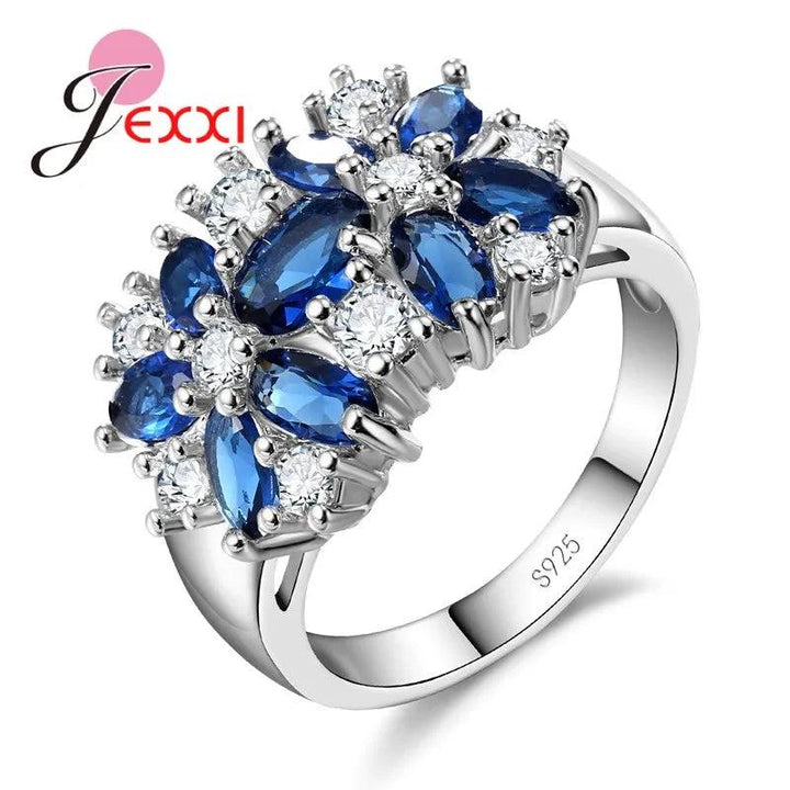 Luxury Decoration 925 Sterling Silver Sparkling Finger Rings Women Girls Brilliant CZ Crystal Wedding Engagement Ring Jewelry-THAT FASHION STORE