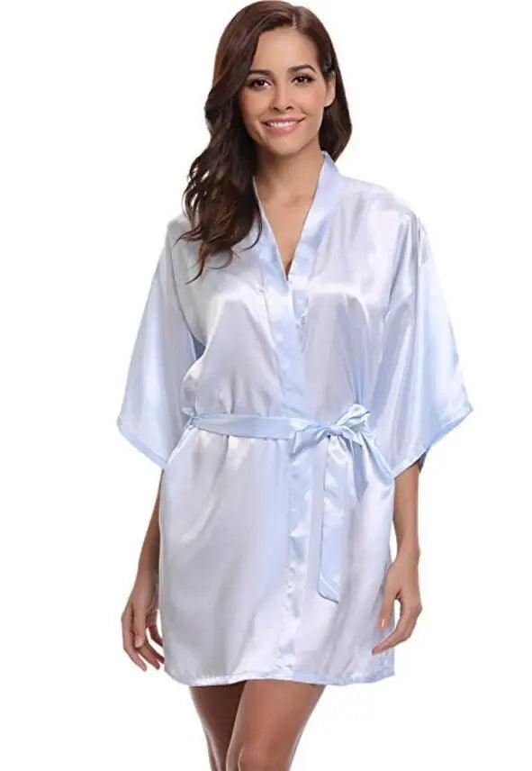 RB032 2018 New Silk Kimono Robe Bathrobe Women Silk Bridesmaid Robes Sexy Navy Blue Robes Satin Robe Ladies Dressing Gowns-THAT FASHION STORE