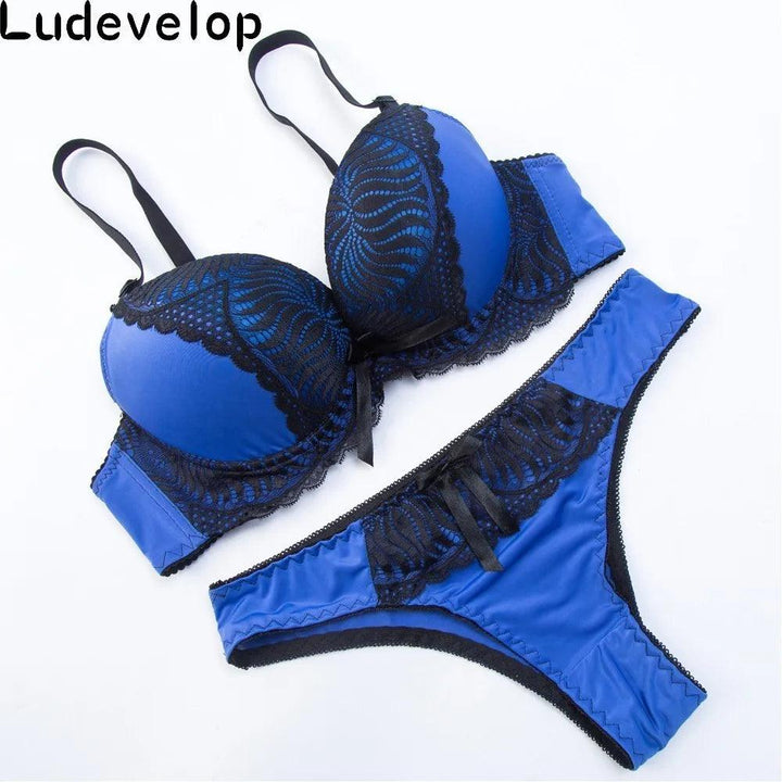 Ludevelop New Women's underwear Set Lace Sexy Push-up Bra And Panty Sets Bow Comfortable Brassiere Young Bra Deep V Lingerie-THAT FASHION STORE