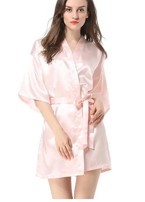 New Black Chinese Women's Faux Silk Robe Bath Gown Hot Sale Kimono Yukata Bathrobe Solid Color Sleepwear S M L XL XXL NB032-THAT FASHION STORE