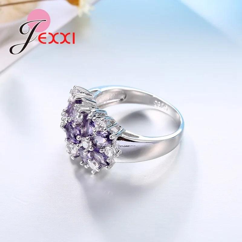 Luxury Decoration 925 Sterling Silver Sparkling Finger Rings Women Girls Brilliant CZ Crystal Wedding Engagement Ring Jewelry-THAT FASHION STORE