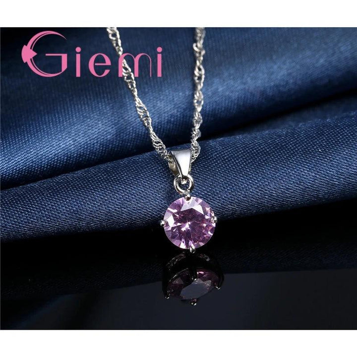 925 Sterling Silver Pendant Necklace Earrings For Women Engagement Fashion Jewelry Set Trendy Austrian Crystal Wholesale-THAT FASHION STORE