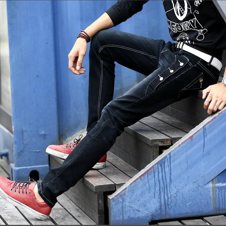 Jeans men's 2024 new slim jeans, high-quality casual stretch trousers men's clothing, fashion Korean straight versatile jeans-THAT FASHION STORE