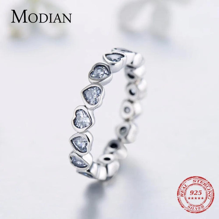 Modian Fashion Classic Cubic Zirconia Jewelry Real 925 sterling silver Love Hearts Ring Eternity Simulated Ring Bands Jewelry-THAT FASHION STORE