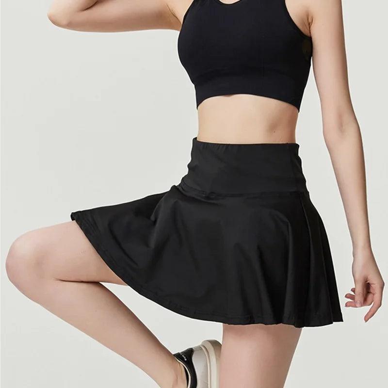 M-XXXL Tennis Skirts Badminton Golf Skirt High Waist Fitness Shorts Women Athletic Running Gym Sport Skorts with Phone Pocket-THAT FASHION STORE