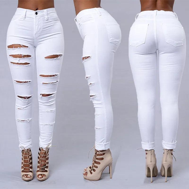 Hot sale ripped jeans for women sexy skinny denim jeans fashion street casual pencil pants female spring and summer clothing-THAT FASHION STORE