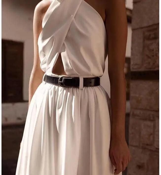 2022 Summer Women Jumpsuits Sexy Elegant Backless Halter White Rompers Female Solid Wide Leg Loose Pants Overalls Jumpsuits-THAT FASHION STORE