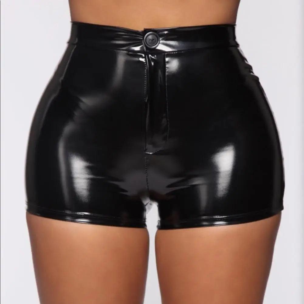 Women Faux Latex Leather Shorts Stretchy Slim High Waist Bodycon Biker Shorts Lady Skinny PU Casual Motorcycle Shorts New Custom-THAT FASHION STORE