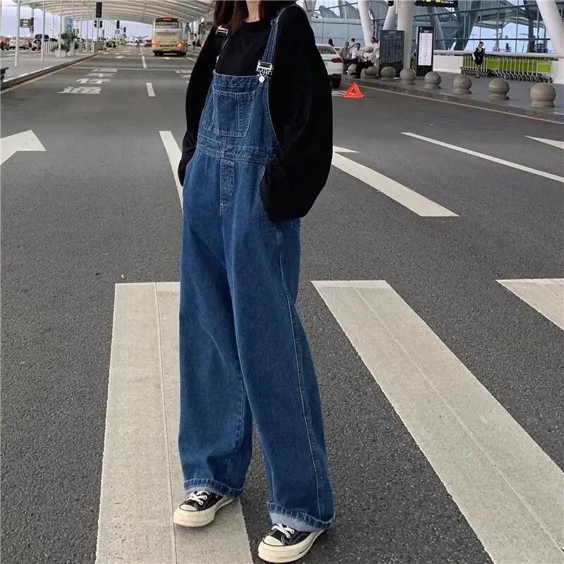 Jumpsuits Women Long Denim Strap Slim Summer All-match Vintage Womens Fashion Streetwear BF Ulzzang Leisure Simple Chic Students-THAT FASHION STORE