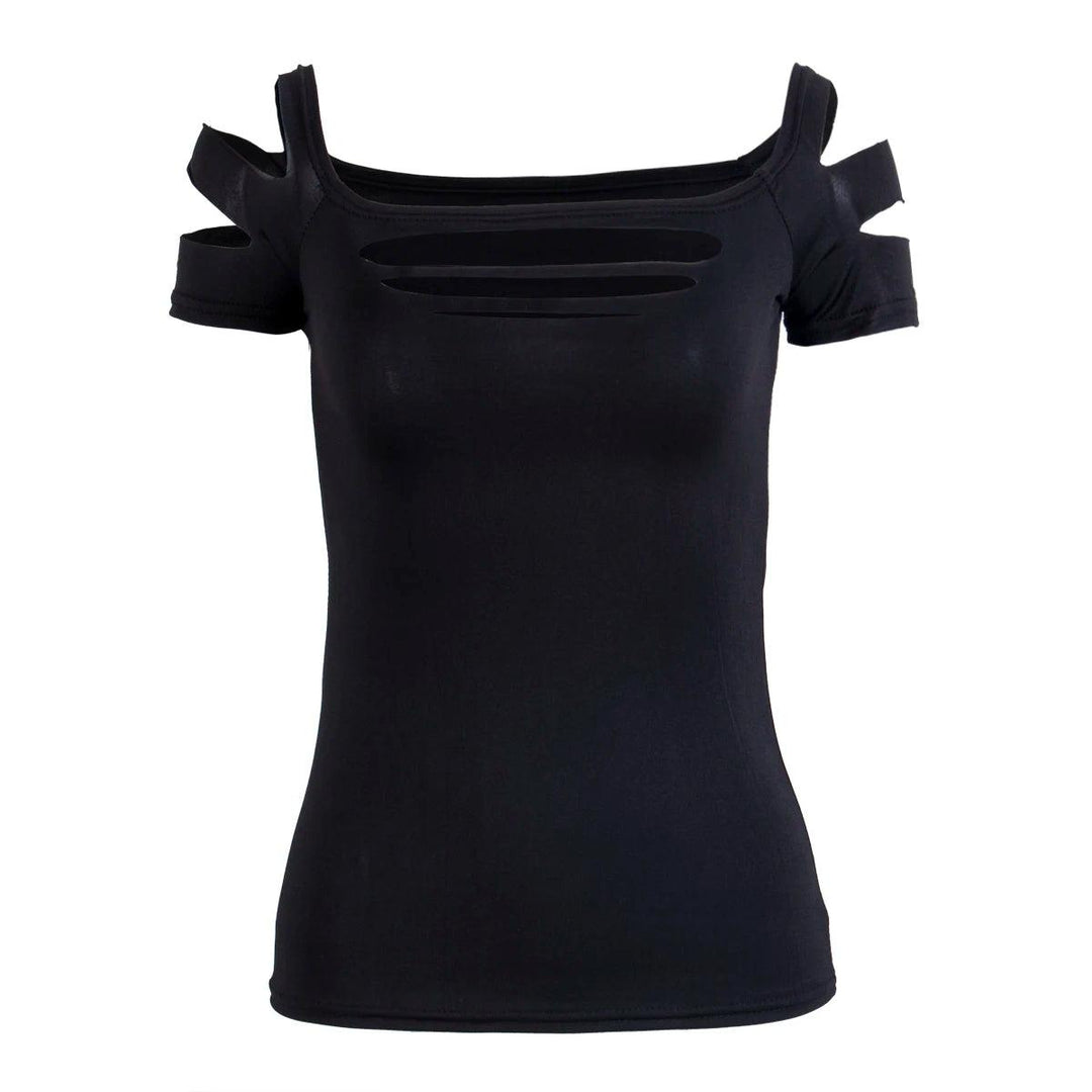 Summer Fashion Ladies Exposure Black Bust Hole Vest Tank Women Sexy Tops Casual T-Shirts Club Wear Shirt One Size-THAT FASHION STORE