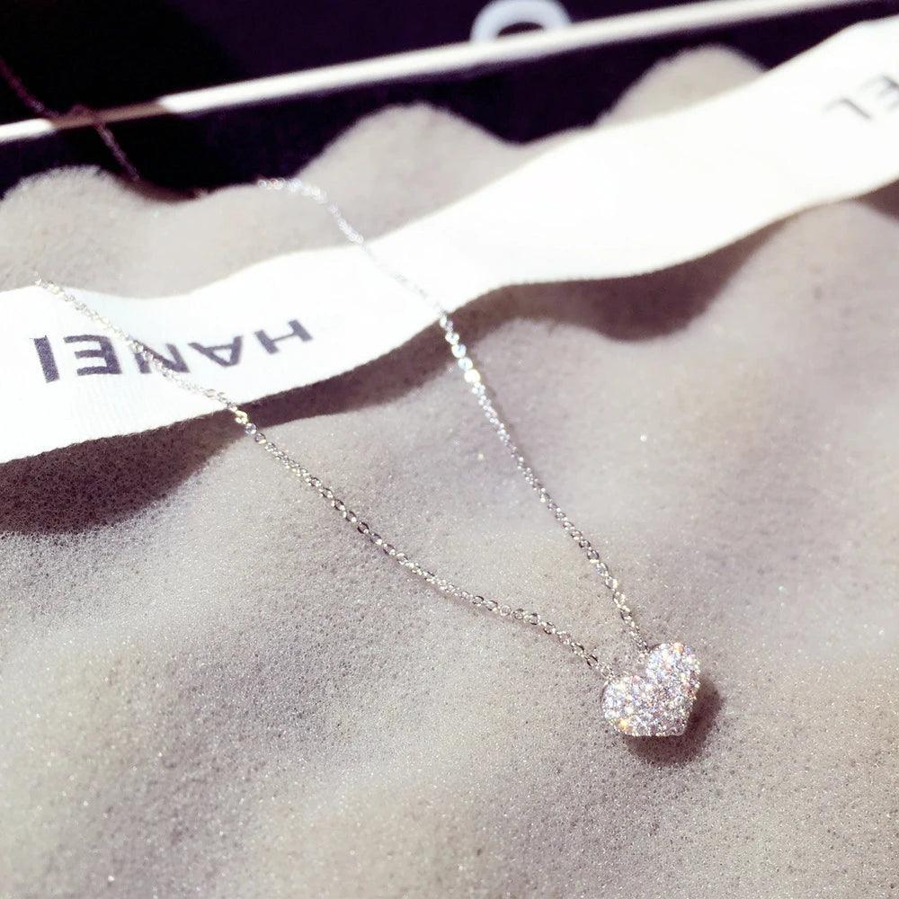 Luxury Bling AAA Zircon Love Heart Shape Necklace High Quality Exquisite Feminia Women Choker Wedding Bridal Jewelry Pendant-THAT FASHION STORE