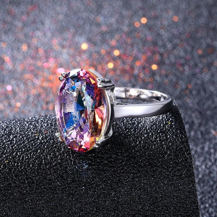 Fashion Women's Jewelry S925 Silver Ring Mystic Fire Rainbow Topaz Rings Promotion Elegant Wedding Jewelry anillos Party Gift-THAT FASHION STORE