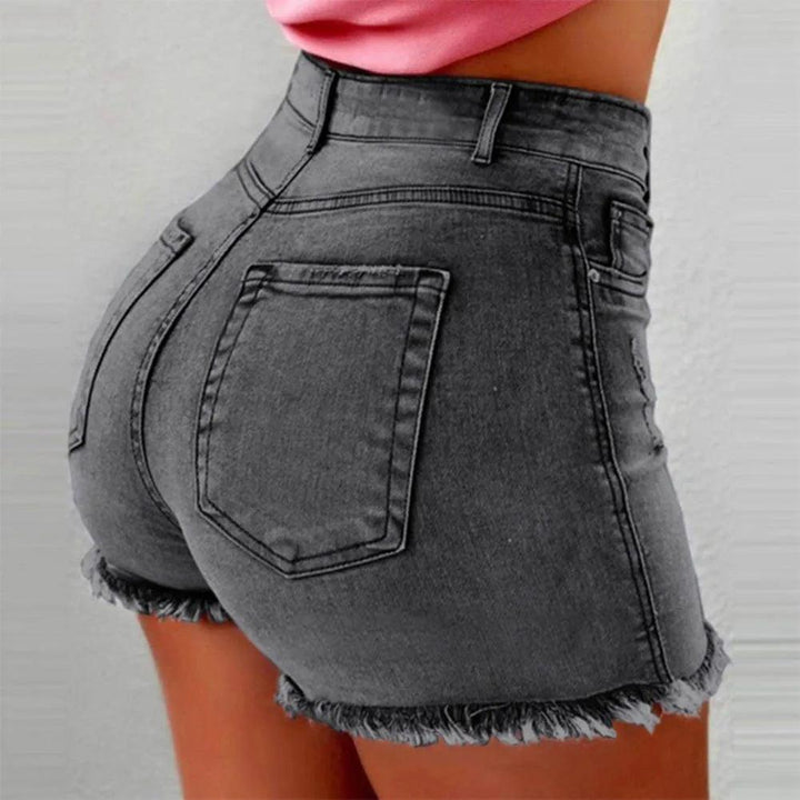 Women's denim shorts Summer Lady Clothing High Waist Denim Shorts Women's Fringe Frayed Ripped Jeans Hot Shorts With Pockets-THAT FASHION STORE