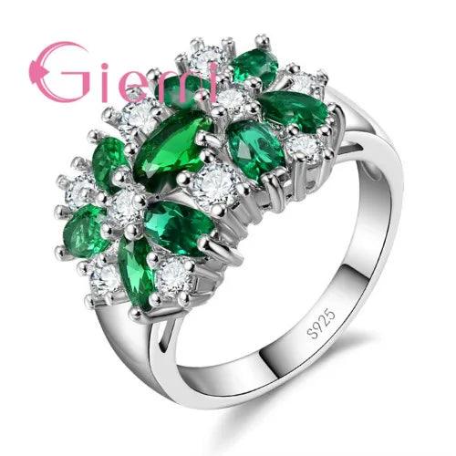 Luxury Decoration 925 Sterling Silver Sparkling Finger Rings Women Girls Brilliant CZ Crystal Wedding Engagement Ring Jewelry-THAT FASHION STORE