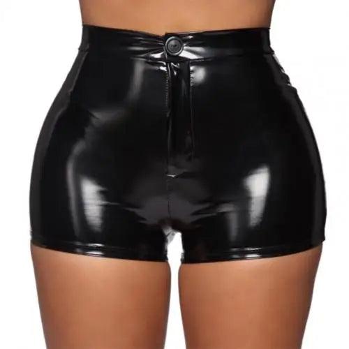 Women Faux Latex Leather Shorts Stretchy Slim High Waist Bodycon Biker Shorts Lady Skinny PU Casual Motorcycle Shorts New Custom-THAT FASHION STORE