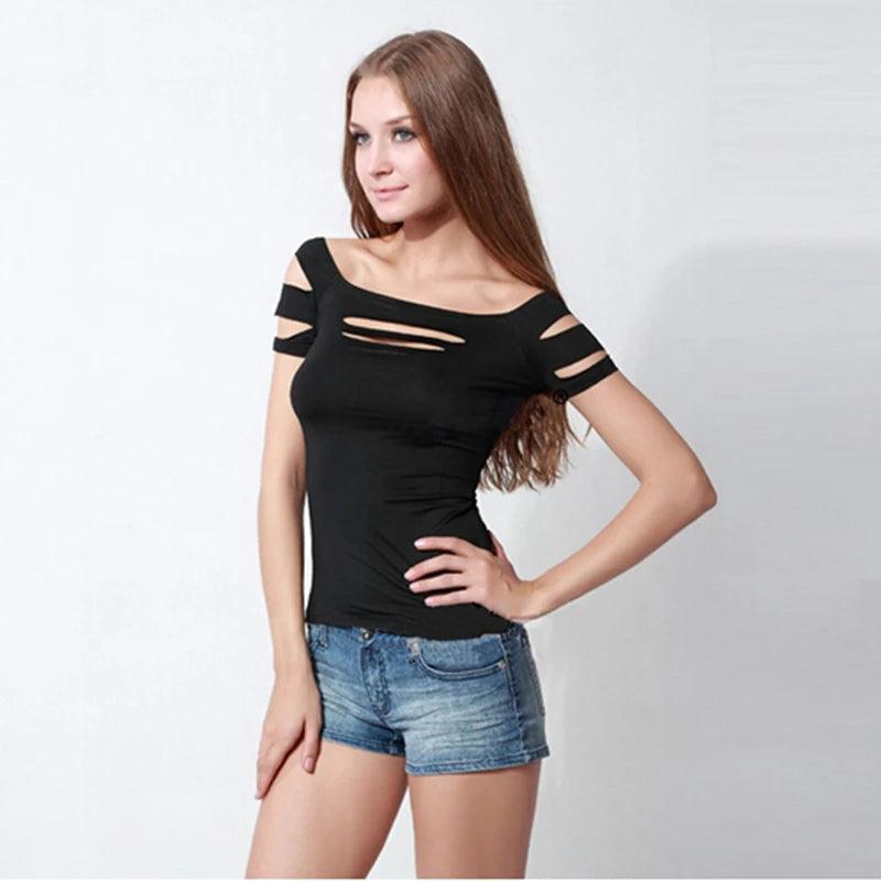 Summer Fashion Ladies Exposure Black Bust Hole Vest Tank Women Sexy Tops Casual T-Shirts Club Wear Shirt One Size-THAT FASHION STORE