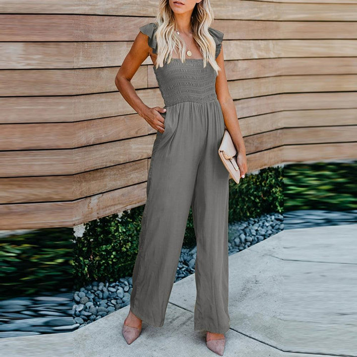 Pure Color Casual Waist Tight Amazon All-Match Jumpsuit-THAT FASHION STORE