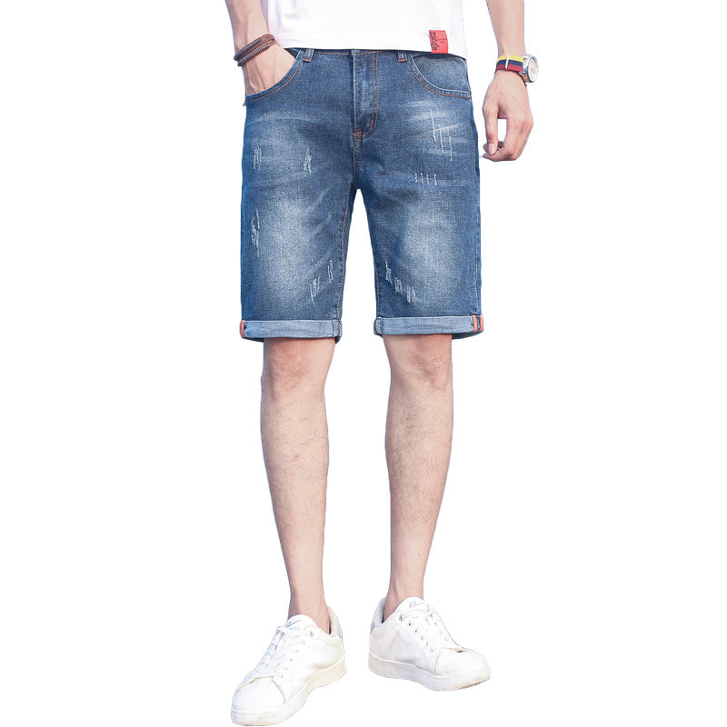 Men's Slim Fit Elastic Denim Shorts-THAT FASHION STORE