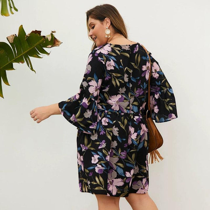 2020 Summer Plus Size Printed Loose Dress Fat Womens-THAT FASHION STORE