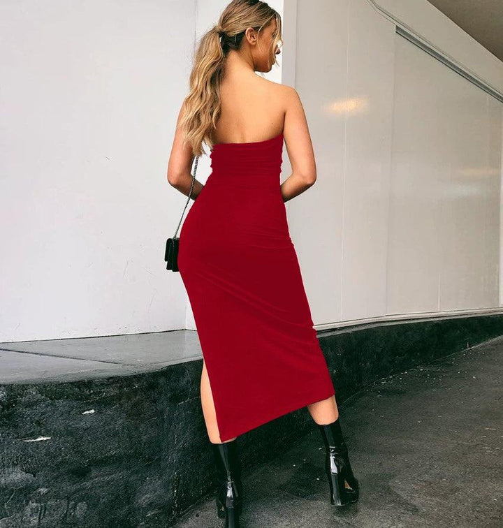 Women's Side Slit Dress Ins Street Shot Tube Top-THAT FASHION STORE